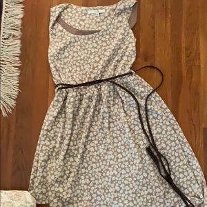 Brown polka dotted sleeveless dress